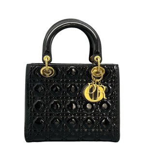 Dior Medium Lady Dior Patent Calfskin Black