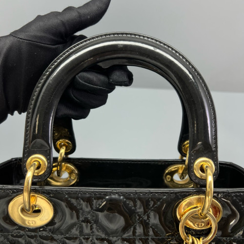 Dior Medium Lady Dior Patent Calfskin Black