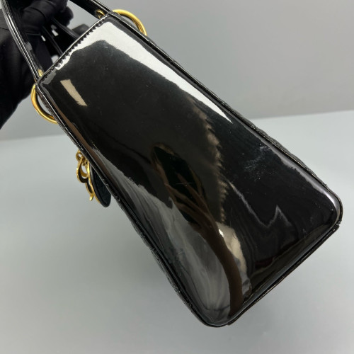 Dior Medium Lady Dior Patent Calfskin Black