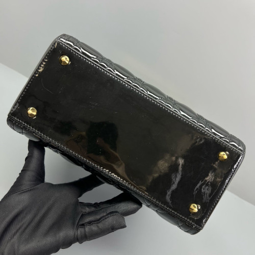Dior Medium Lady Dior Patent Calfskin Black