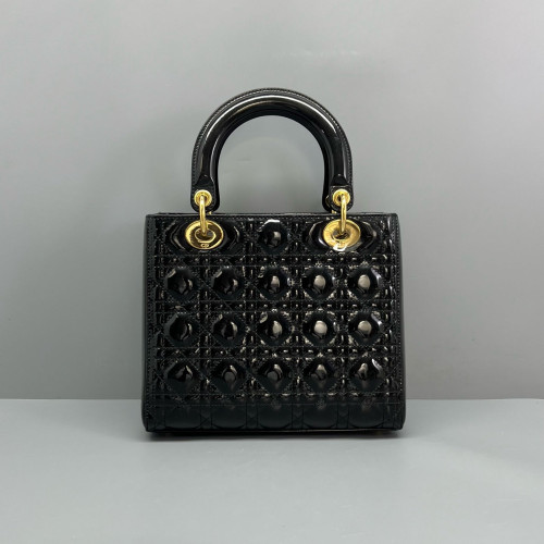 Dior Medium Lady Dior Patent Calfskin Black
