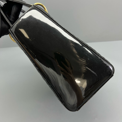 Dior Medium Lady Dior Patent Calfskin Black