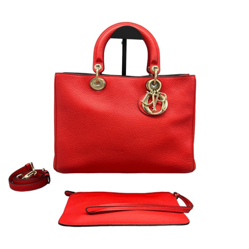 Dior Large Lady Dior Calfskin Red