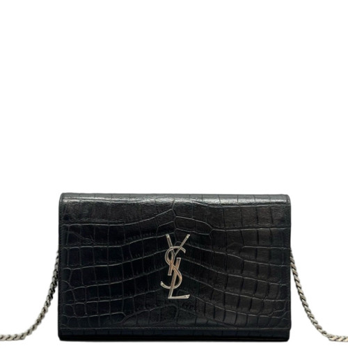Yves Saint Laurent Medium Classic Kate Calfskin Crocodile Embossed Black Yves Saint Laurent Medium Classic Kate Calfskin Crocodile Embossed Black