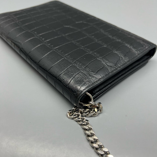 Yves Saint Laurent Medium Classic Kate Calfskin Crocodile Embossed Black Yves Saint Laurent Medium Classic Kate Calfskin Crocodile Embossed Black