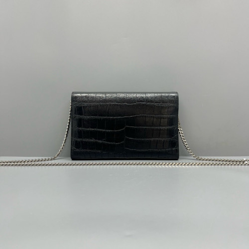 Yves Saint Laurent Medium Classic Kate Calfskin Crocodile Embossed Black Yves Saint Laurent Medium Classic Kate Calfskin Crocodile Embossed Black