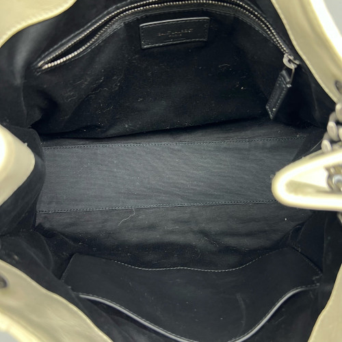 Yves Saint Laurent Medium Niki Shopping Tote Pull Up Leather White