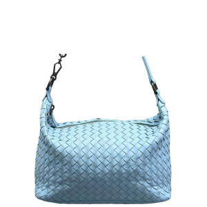 Bottega Veneta Shoulder Bag Calfskin Intrecciato Blue
