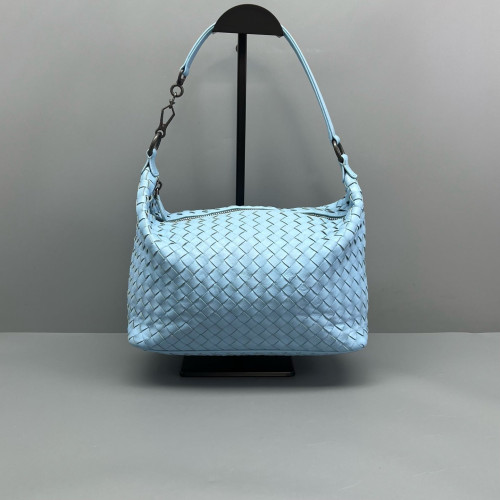 Bottega Veneta Shoulder Bag Calfskin Intrecciato Blue Bottega Veneta Shoulder Bag Calfskin Intrecciato Blue