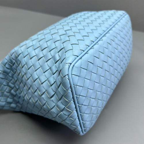 Bottega Veneta Shoulder Bag Calfskin Intrecciato Blue Bottega Veneta Shoulder Bag Calfskin Intrecciato Blue