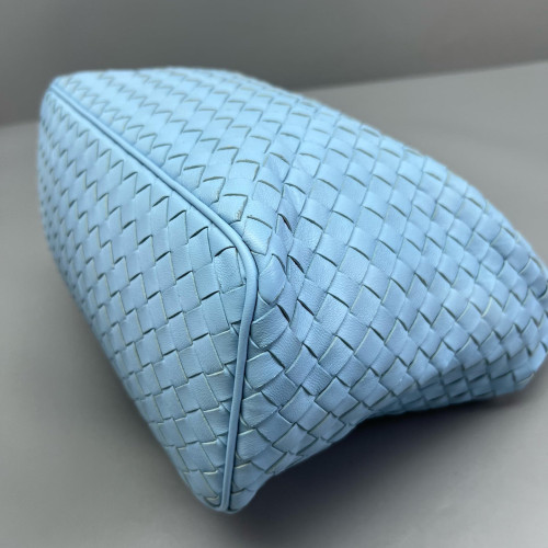 Bottega Veneta Shoulder Bag Calfskin Intrecciato Blue Bottega Veneta Shoulder Bag Calfskin Intrecciato Blue