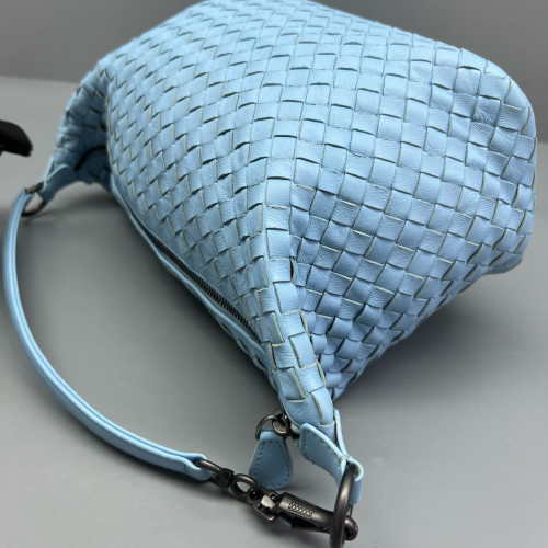 Bottega Veneta Shoulder Bag Calfskin Intrecciato Blue Bottega Veneta Shoulder Bag Calfskin Intrecciato Blue