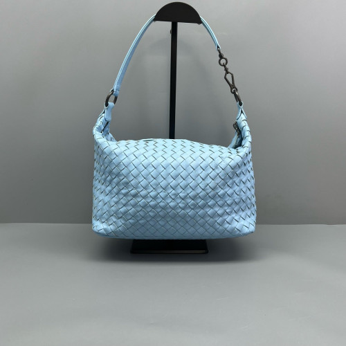 Bottega Veneta Shoulder Bag Calfskin Intrecciato Blue Bottega Veneta Shoulder Bag Calfskin Intrecciato Blue