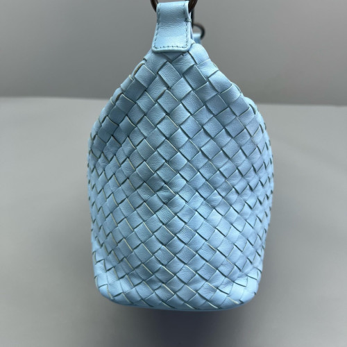 Bottega Veneta Shoulder Bag Calfskin Intrecciato Blue Bottega Veneta Shoulder Bag Calfskin Intrecciato Blue