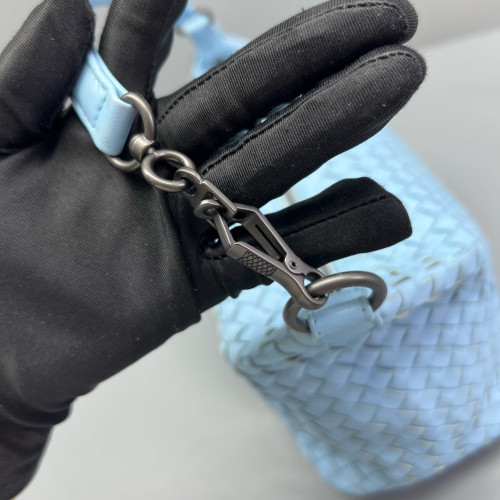 Bottega Veneta Shoulder Bag Calfskin Intrecciato Blue Bottega Veneta Shoulder Bag Calfskin Intrecciato Blue