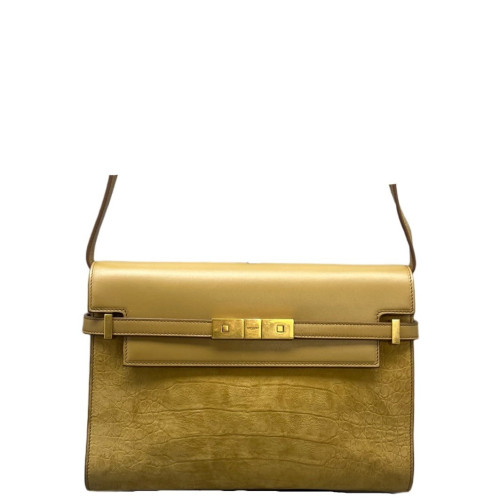 Yves Saint Laurent Medium Manhattan Shoulder Bag Suede Yellow