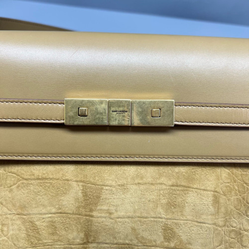 Yves Saint Laurent Medium Manhattan Shoulder Bag Suede Yellow