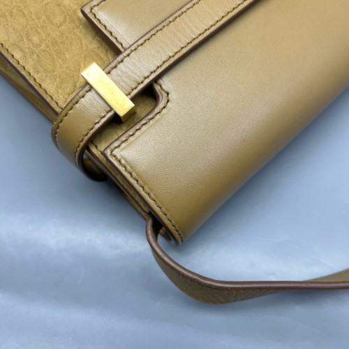 Yves Saint Laurent Medium Manhattan Shoulder Bag Suede Yellow