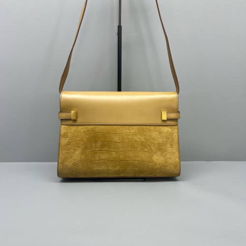 Yves Saint Laurent Medium Manhattan Shoulder Bag Suede Yellow