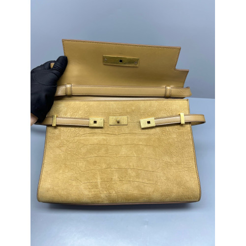 Yves Saint Laurent Medium Manhattan Shoulder Bag Suede Yellow
