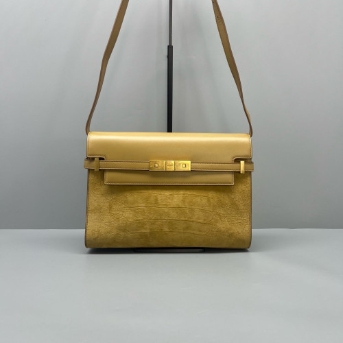 Yves Saint Laurent Medium Manhattan Shoulder Bag Suede Yellow
