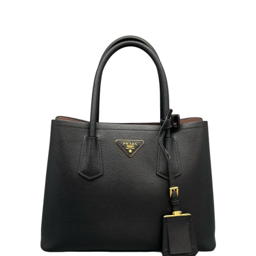 Prada Medium Double Bag Saffiano Calfskin Black
