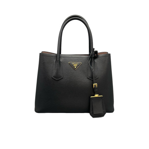 Prada Medium Double Bag Saffiano Calfskin Black