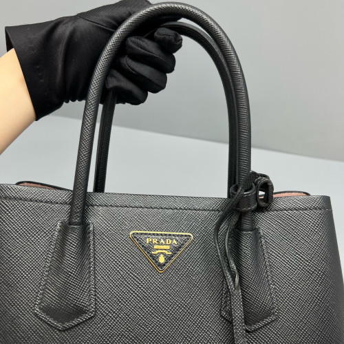 Prada Medium Double Bag Saffiano Calfskin Black