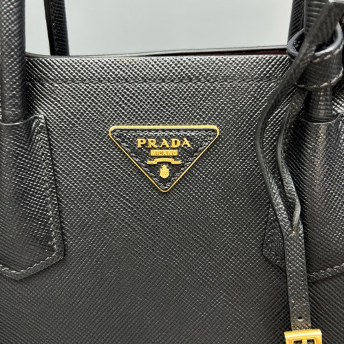 Prada Medium Double Bag Saffiano Calfskin Black