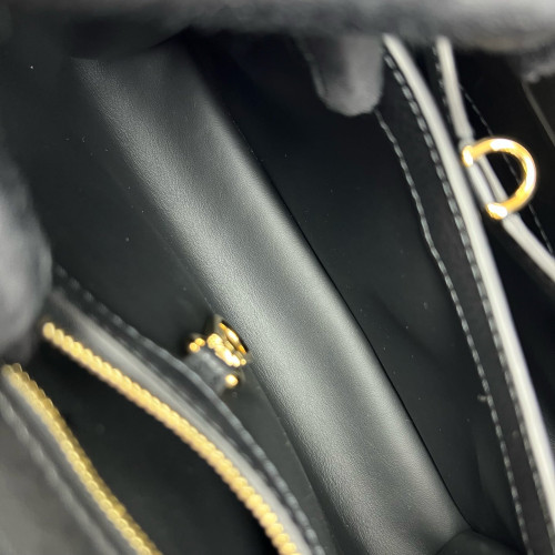 Louis Vuitton Embroidered Capucines PM Calfskin Black White