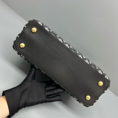 Louis Vuitton Embroidered Capucines PM Calfskin Black White