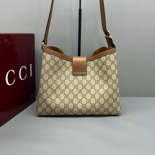 Gucci Padlock Shoulder Bag GG Supreme Monogram Brown Beige