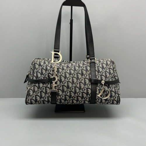 Dior Boston Bag Trotter Black Grey