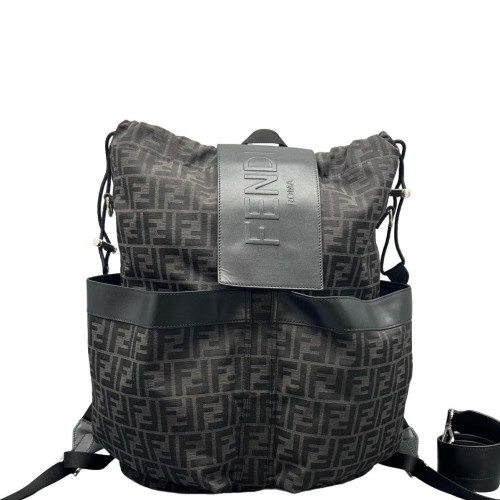 Fendi Backpack Zucca Calfskin Black Dark Brown Light Brown Fendi Backpack Zucca Calfskin Black Dark Brown Light Brown