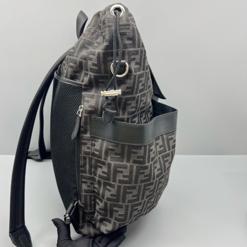 Fendi Backpack Zucca Calfskin Black Dark Brown Light Brown Fendi Backpack Zucca Calfskin Black Dark Brown Light Brown