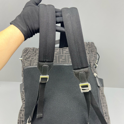 Fendi Backpack Zucca Calfskin Black Dark Brown Light Brown Fendi Backpack Zucca Calfskin Black Dark Brown Light Brown