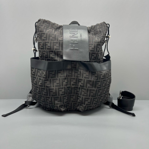 Fendi Backpack Zucca Calfskin Black Dark Brown Light Brown Fendi Backpack Zucca Calfskin Black Dark Brown Light Brown