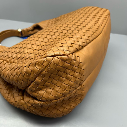 Bottega Veneta Large Campana Hobo Lambskin Intrecciato Nappa Brown