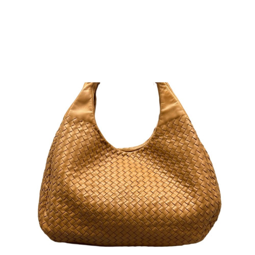 Bottega Veneta Large Campana Hobo Lambskin Intrecciato Nappa Brown