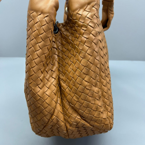 Bottega Veneta Large Campana Hobo Lambskin Intrecciato Nappa Brown