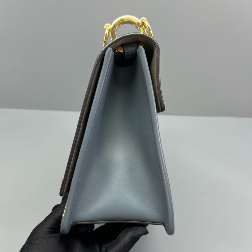 Fendi F Is Fendi Kan I Shoulder Bag Calfskin Zucca Blue Brown Black
