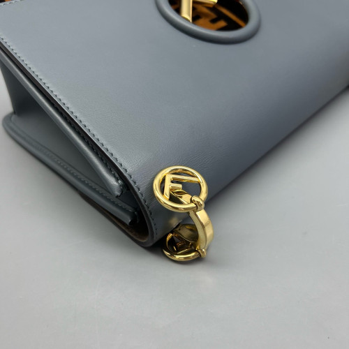 Fendi F Is Fendi Kan I Shoulder Bag Calfskin Zucca Blue Brown Black