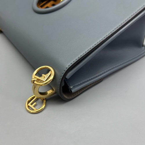 Fendi F Is Fendi Kan I Shoulder Bag Calfskin Zucca Blue Brown Black
