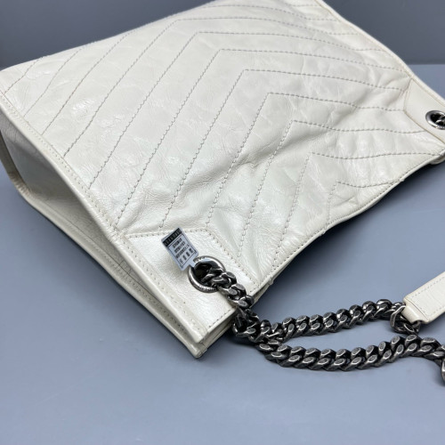 Yves Saint Laurent Medium Niki Shopping Tote Pull Up Leather White