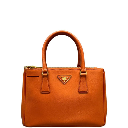 Prada Small Galleria Double Zip Tote Saffiano Calfskin Orange