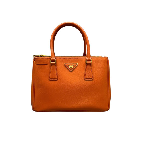 Prada Small Galleria Double Zip Tote Saffiano Calfskin Orange