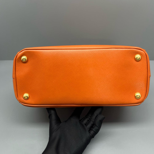 Prada Small Galleria Double Zip Tote Saffiano Calfskin Orange