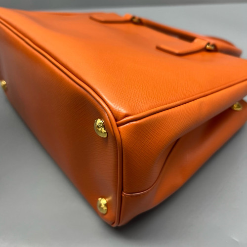 Prada Small Galleria Double Zip Tote Saffiano Calfskin Orange