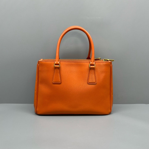 Prada Small Galleria Double Zip Tote Saffiano Calfskin Orange