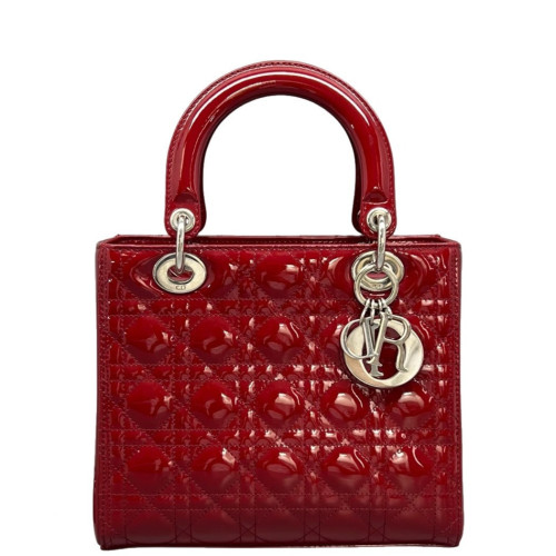 Dior Medium Lady Dior Patent Calfskin Red